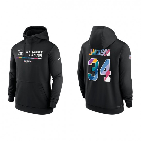 Bo Jackson Las Vegas Raiders Black 2022 NFL Crucial Catch Therma Performance Pullover Hoodie