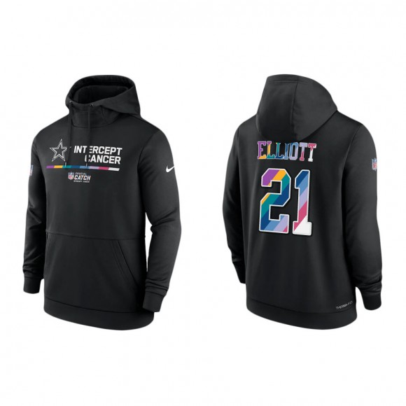 Ezekiel Elliott Dallas Cowboys Black 2022 NFL Crucial Catch Therma Performance Pullover Hoodie