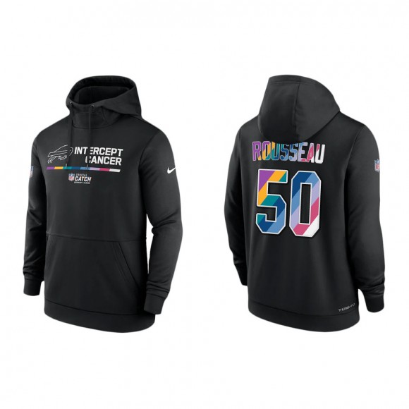 Gregory Rousseau Buffalo Bills Black 2022 NFL Crucial Catch Therma Performance Pullover Hoodie