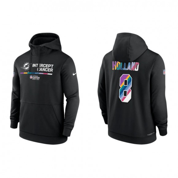 Jevon Holland Miami Dolphins Black 2022 NFL Crucial Catch Therma Performance Pullover Hoodie