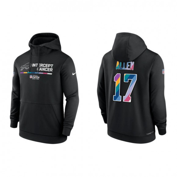 Josh Allen Buffalo Bills Black 2022 NFL Crucial Catch Therma Performance Pullover Hoodie