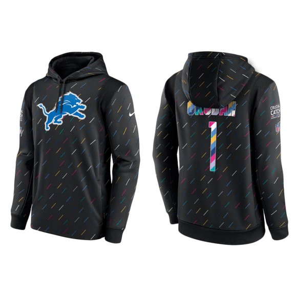 Men's Detroit Lions Jeff Okudah Charcoal 2021 NFL Crucial Catch Therma Pullover Hoodie