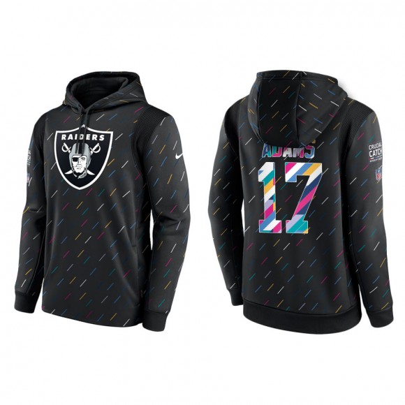 Men's Las Vegas Raiders Davante Adams Charcoal 2021 NFL Crucial Catch Therma Pullover Hoodie