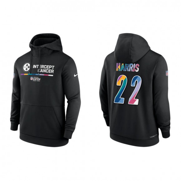 Najee Harris Pittsburgh Steelers Black 2022 NFL Crucial Catch Therma Performance Pullover Hoodie