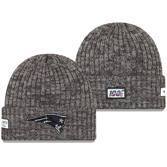 Patriots Heather Gray 2019 NFL Crucial Catch Cuffed Knit Hat