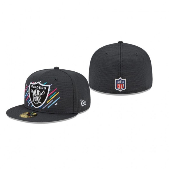 Raiders Charcoal 2021 NFL Crucial Catch 59FIFTY Fitted Hat