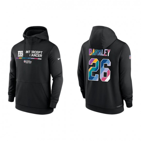 Saquon Barkley New York Giants Black 2022 NFL Crucial Catch Therma Performance Pullover Hoodie