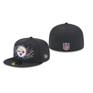 Steelers Charcoal 2021 NFL Crucial Catch 59FIFTY Fitted Hat