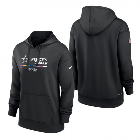 Women's Dallas Cowboys Black 2022 NFL Crucial Catch Therma Performance Pullover Hoodie