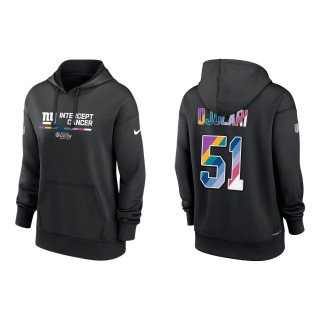 Women's Azeez Ojulari New York Giants Black 2022 NFL Crucial Catch Therma Performance Pullover Hoodie