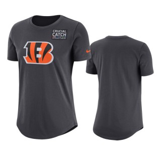 Women's Bengals Anthracite Crucial Catch Performance T-Shirt