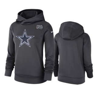 Women's Cowboys Anthracite Crucial Catch Performance Hoodie