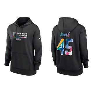 Women's Deion Jones Atlanta Falcons Black 2022 NFL Crucial Catch Therma Performance Pullover Hoodie