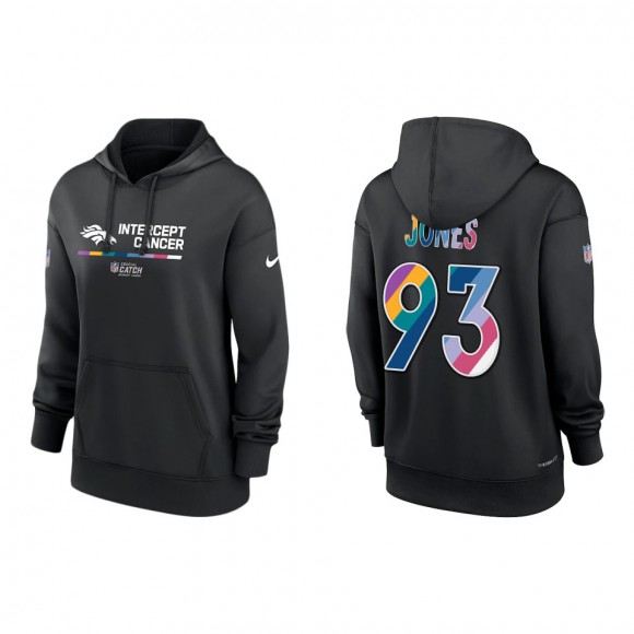 Women's Dre'mont Jones Denver Broncos Black 2022 NFL Crucial Catch Therma Performance Pullover Hoodie