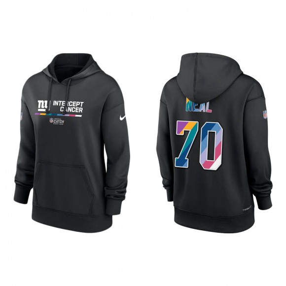 Women's Evan Neal New York Giants Black 2022 NFL Crucial Catch Therma Performance Pullover Hoodie