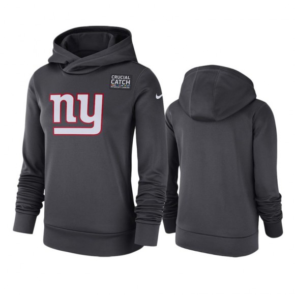 Women's Giants Anthracite Crucial Catch Performance Hoodie