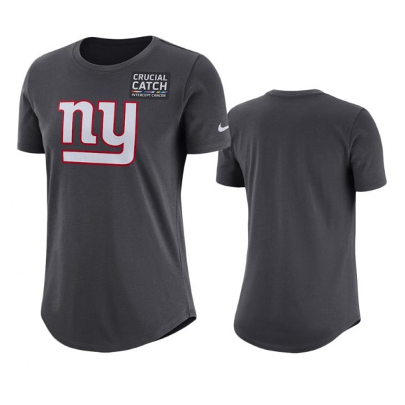 Women's Giants Anthracite Crucial Catch Performance T-Shirt