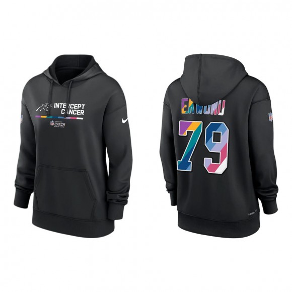 Women's Ikem Ekwonu Carolina Panthers Black 2022 NFL Crucial Catch Therma Performance Pullover Hoodie