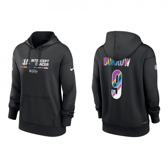 Women's Joe Burrow Cincinnati Bengals Black 2022 NFL Crucial Catch Therma Performance Pullover Hoodie