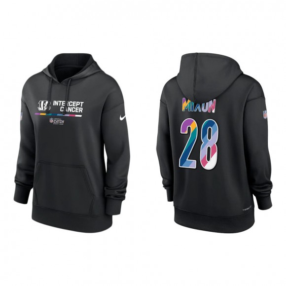 Women's Joe Mixon Cincinnati Bengals Black 2022 NFL Crucial Catch Therma Performance Pullover Hoodie