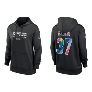 Women's Myles Gaskin Miami Dolphins Black 2022 NFL Crucial Catch Therma Performance Pullover Hoodie