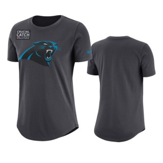 Women's Panthers Anthracite Crucial Catch Performance T-Shirt