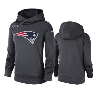 Women's Patriots Anthracite Crucial Catch Performance Hoodie