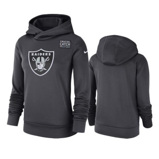 Women's Raiders Anthracite Crucial Catch Performance Hoodie