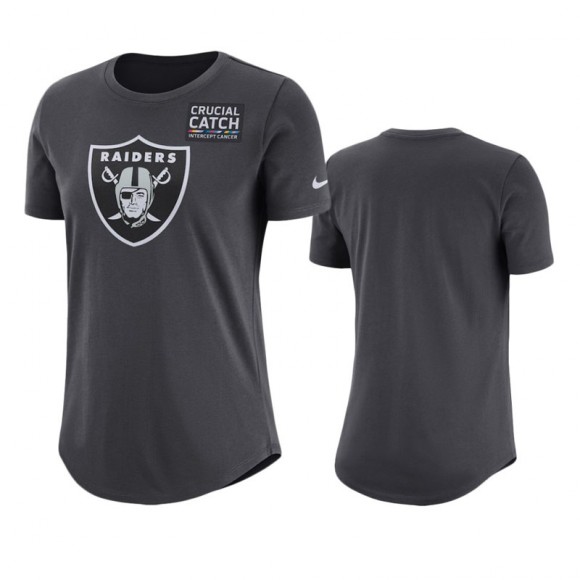 Women's Raiders Anthracite Crucial Catch Performance T-Shirt