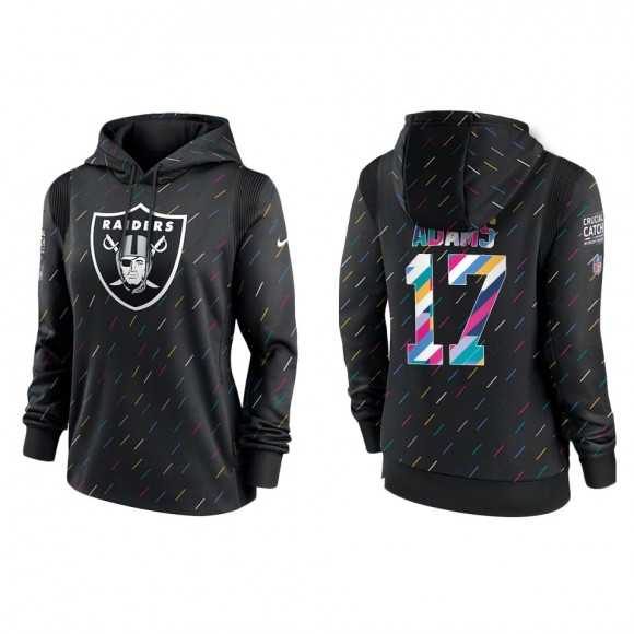 Women's Las Vegas Raiders Davante Adams Anthracite 2021 NFL Crucial Catch Therma Pullover Hoodie