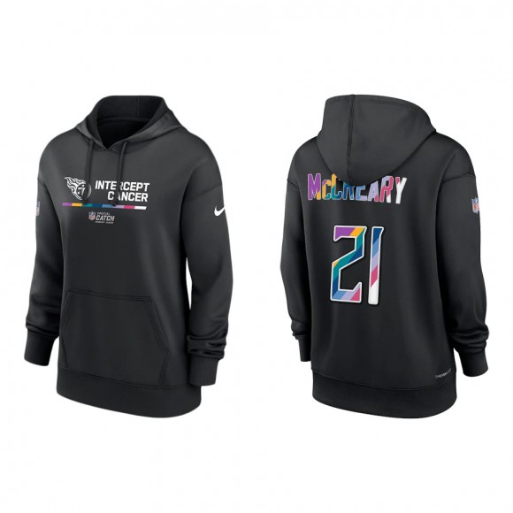 Women's Roger McCreary Tennessee Titans Black 2022 NFL Crucial Catch Therma Performance Pullover Hoodie