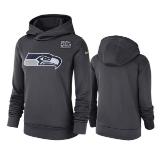 Women's Seahawks Anthracite Crucial Catch Performance Hoodie