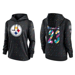 Women's Pittsburgh Steelers Levi Wallace Anthracite 2021 NFL Crucial Catch Therma Pullover Hoodie