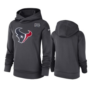 Women's Texans Anthracite Crucial Catch Performance Hoodie