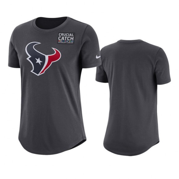 Women's Texans Anthracite Crucial Catch Performance T-Shirt